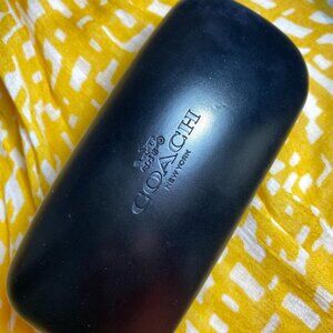 COACH Blk Faux Leather Eyeglass Case, Hinged, Pre-Own, w/unused Coach Lens Cloth